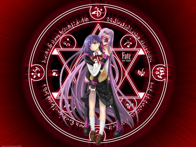 Anime characters pentagram magic roses free wallpaper for desktop - medium preview image