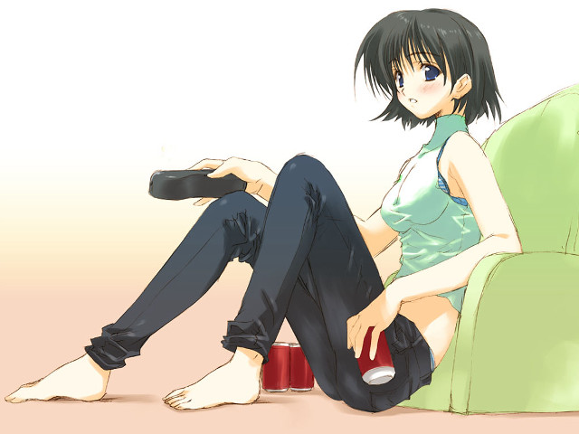 Girl couch redcup anime denim free wallpaper for desktop - medium preview image