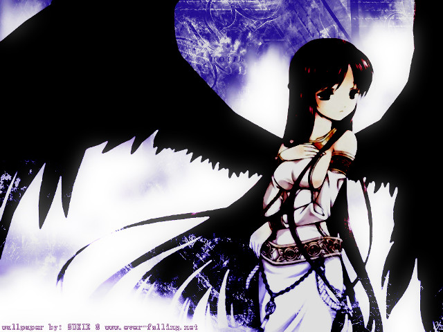 Gothic anime woman blackwings purplenight free wallpaper for desktop - medium preview image