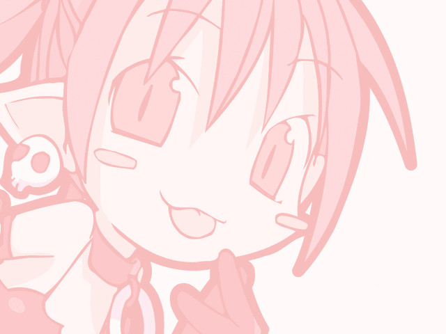 Pink hair skull lineart yandere free wallpaper for desktop - medium preview image