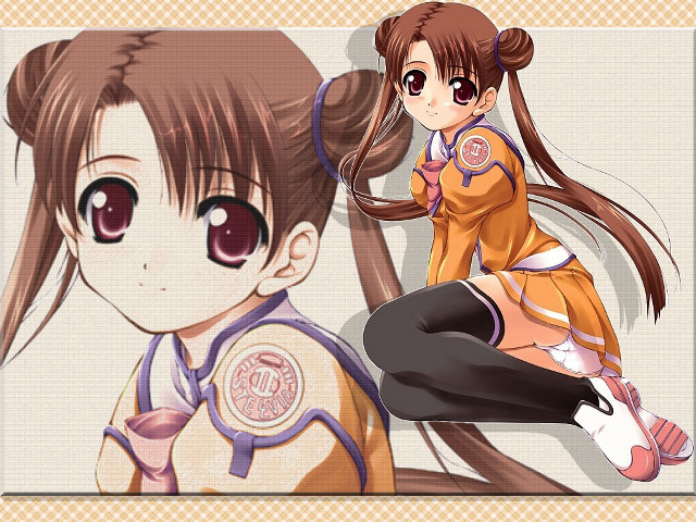 Long hair girls uniform portrait free wallpaper for desktop - medium preview image