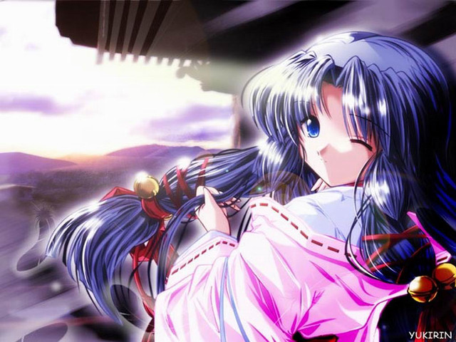 Woman longhair blueeyes sword miko free wallpaper for desktop - medium preview image