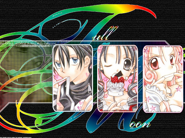 Anime characters rainbow swirls night free wallpaper for desktop - medium preview image