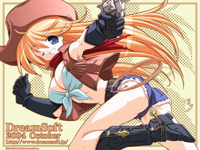 Woman gun hat dress yayoi free wallpaper for desktop - medium preview image