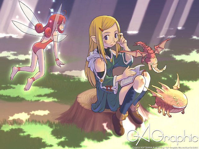 Cartoon girl dragon flying elf free wallpaper for desktop - medium preview image