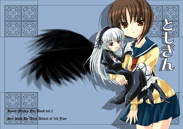 Anime hugging girls black bird free wallpaper for desktop - medium preview image