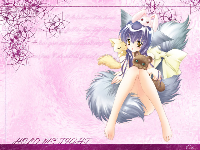 Girl stuffed animal anime fox free wallpaper for desktop - medium preview image