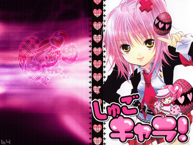 Pink hair anime girl heart free wallpaper for desktop - medium preview image