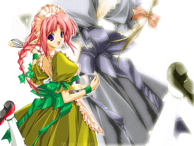 Anime maid dress bird food free wallpaper for desktop - medium preview image