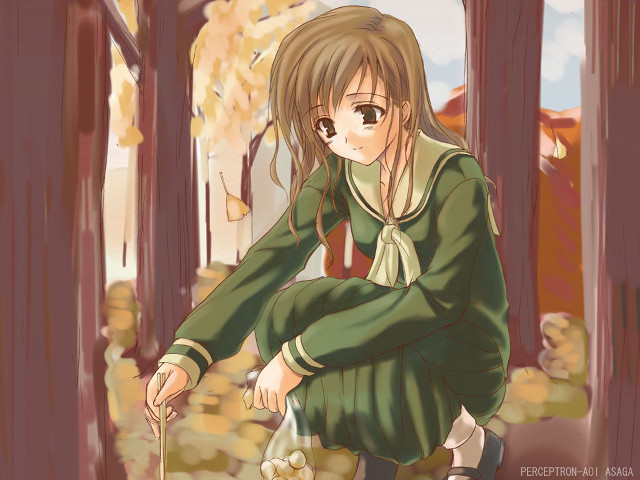 Girl forest green dress dog free wallpaper for desktop - medium preview image