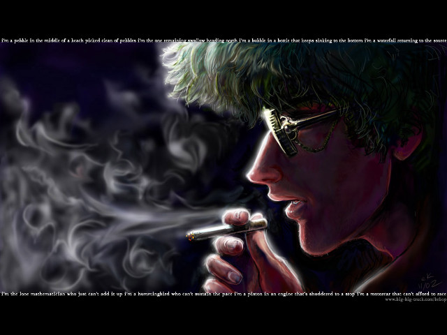 Man glasses cigarette smoking psychedelic free wallpaper for desktop - medium preview image