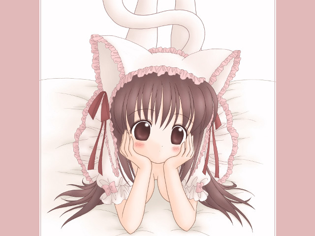 Girl bed anime furry kawaii free wallpaper for desktop - medium preview image