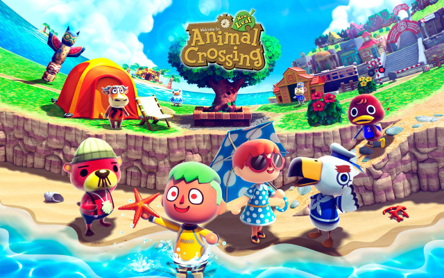 Animal crossing characters beach lake free wallpaper for desktop - medium preview image