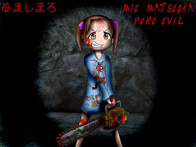 Cartoon chainsaw darkroom blood smile free wallpaper for desktop - medium preview image