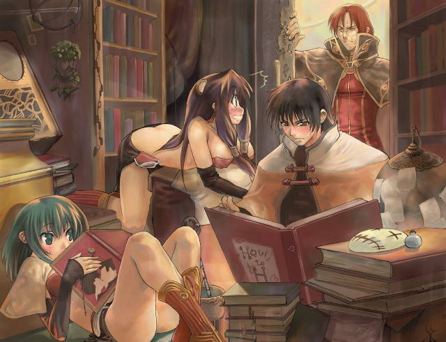 Anime girls library bed books #2 free wallpaper for desktop - medium preview image