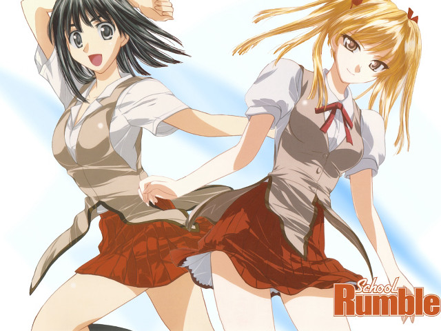 Anime girls running school uniform free wallpaper for desktop - medium preview image