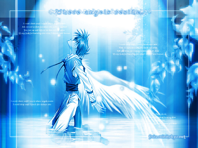 Angelic swordsman water wings blue free wallpaper for desktop - medium preview image