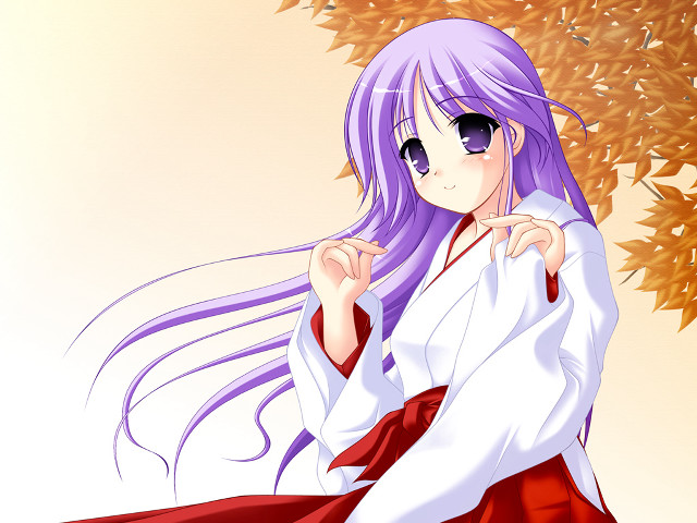 Purple hair miko blush gradient free wallpaper for desktop - medium preview image