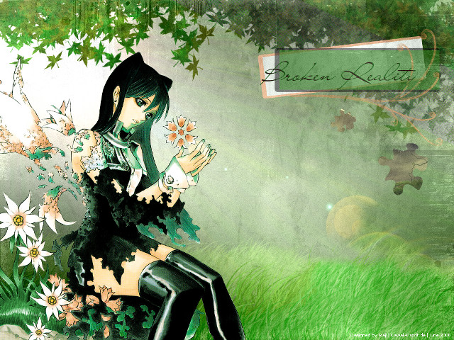 Gothic anime woman flower field free wallpaper for desktop - medium preview image