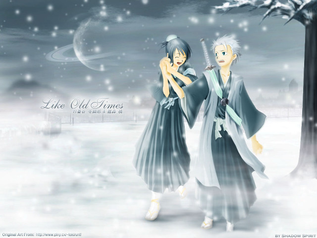 Anime snowy walk hakama kimono free wallpaper for desktop - medium preview image