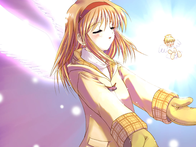 Girl hat longhair angel wings free wallpaper for desktop - medium preview image