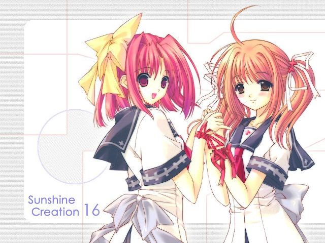 Pink haired anime girls ribbon free wallpaper for desktop - medium preview image