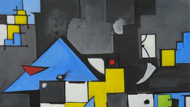 Blue painting artwork abstract colorful free wallpaper for desktop - medium preview image