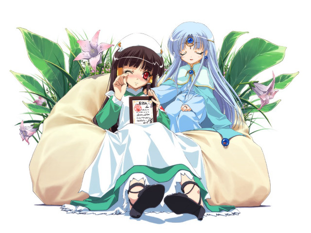 Anime girls beanbag flower book free wallpaper for desktop - medium preview image