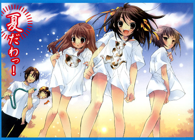 Girls shorts cat dog manga free wallpaper for desktop - medium preview image