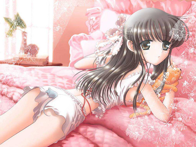 Gothic anime girl bear pink free wallpaper for desktop - medium preview image