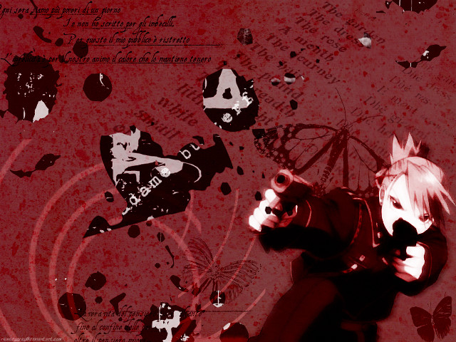 Anime gun red butterflies heart free wallpaper for desktop - medium preview image