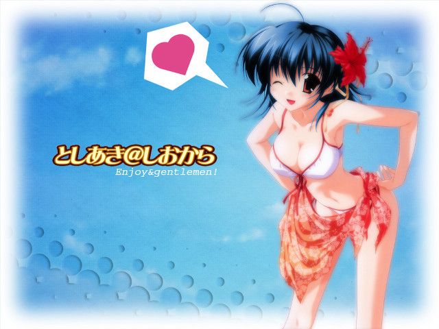 Girl bikini flower speech bubble free wallpaper for desktop - medium preview image