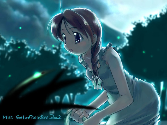 Girl dress tennis moon night free wallpaper for desktop - medium preview image
