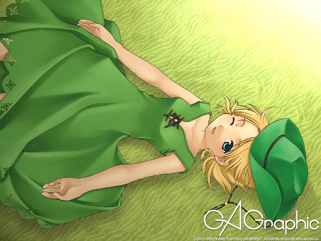 Cartoon woman green dress fantasy free wallpaper for desktop - medium preview image