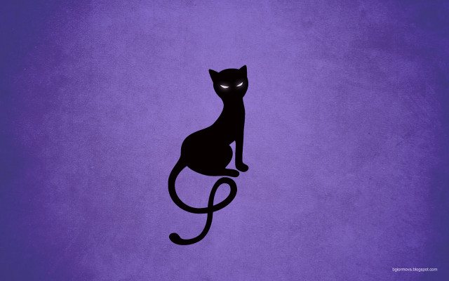 Black cat glowing eyes purple free wallpaper for desktop - medium preview image