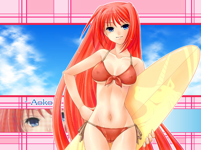 Alice surfboard anime bikini sky free wallpaper for desktop - medium preview image