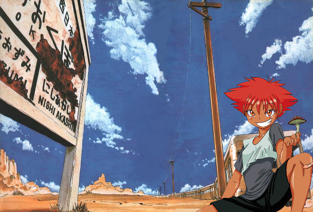 Girl sitting sign pole background free wallpaper for desktop - medium preview image