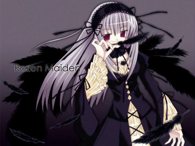 White hair black dress umbrella free wallpaper for desktop - medium preview image
