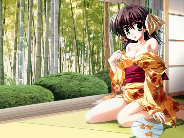 Woman kimono bamboo forest anime free wallpaper for desktop - medium preview image