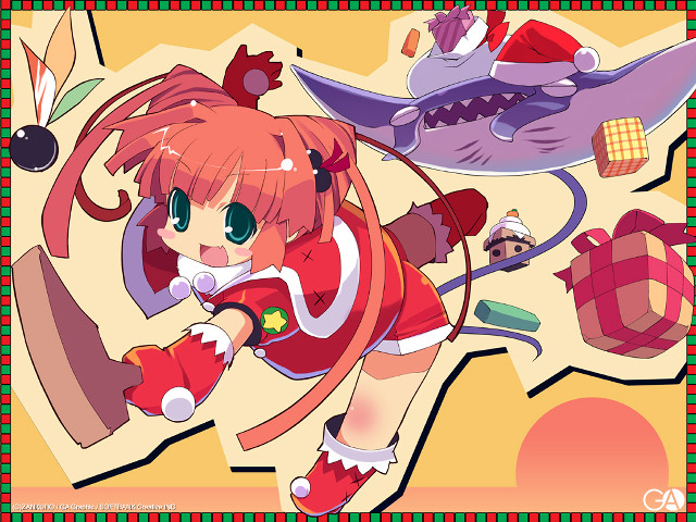 Girl red dress kite shark free wallpaper for desktop - medium preview image