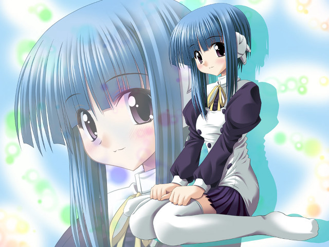 Anime girls bluehair robotears smile free wallpaper for desktop - medium preview image