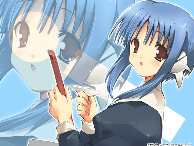 Blue haired girl Ayako Rokkaku free wallpaper for desktop - medium preview image