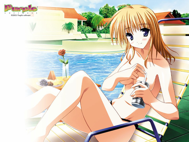 Woman bench pool bottle beach free wallpaper for desktop - medium preview image