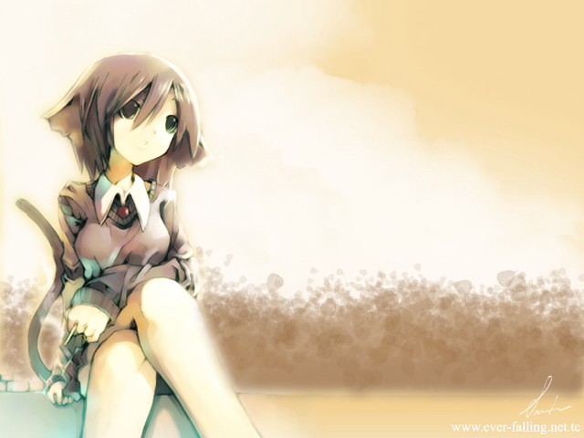 Girl ledge cat anime gothic free wallpaper for desktop - medium preview image