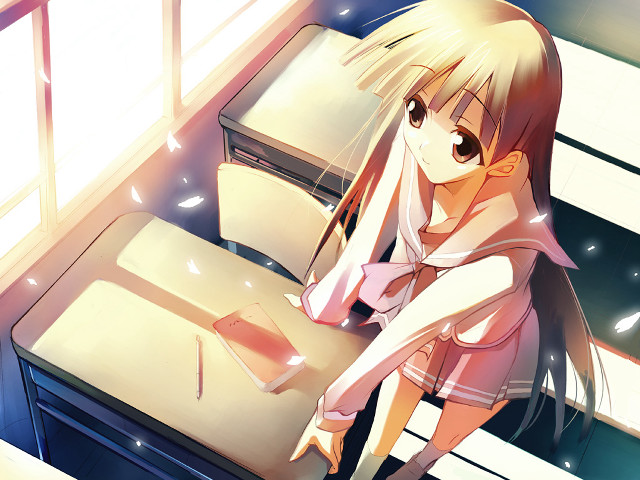 Girl bench room window suitcase free wallpaper for desktop - medium preview image
