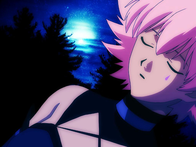 Pink hair sky background moon free wallpaper for desktop - medium preview image