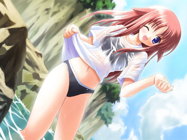 Girl bikini flying wind anime free wallpaper for desktop - medium preview image