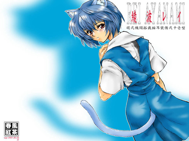 Blue haired cat eared angel free wallpaper for desktop - medium preview image