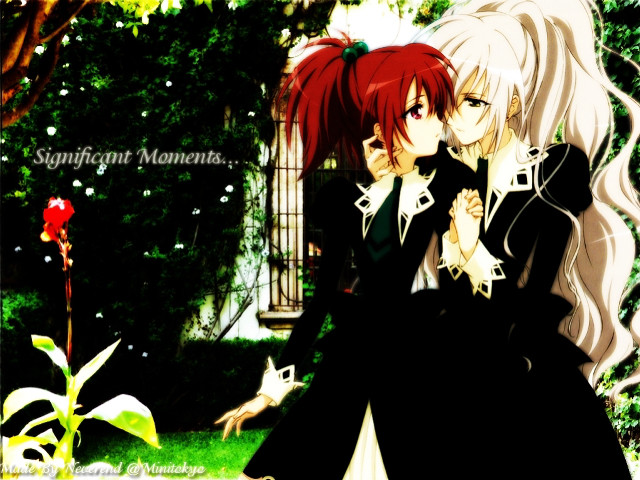 Anime couple gothic forest flowers free wallpaper for desktop - medium preview image