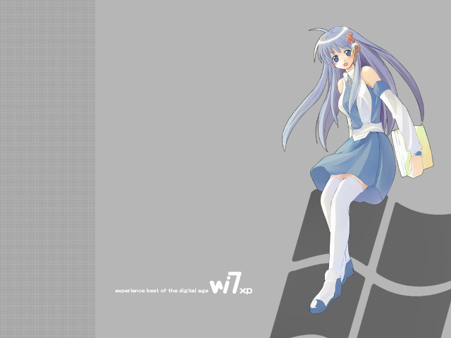 Girl blue dress sitting wall free wallpaper for desktop - medium preview image